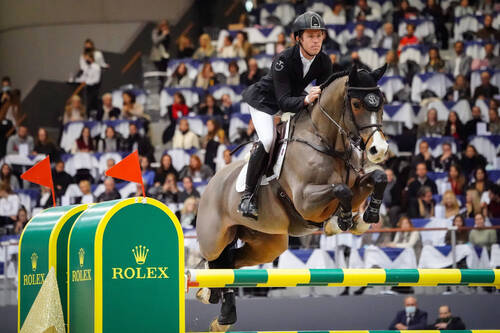 Scott Brash of Great Britain riding Hello Jefferson during the CHI de Geneva - Rolex Grand Slam of Show Jumping on December 10, 2021 in Geneva, Switzerland. (Photo by Pierre Costabadie/Icon Sport)