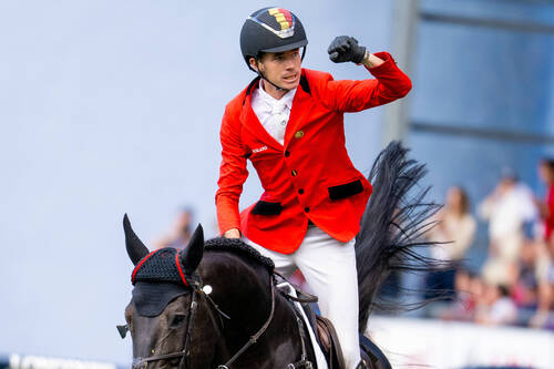 Thibeau Spits (BEL) rides Impress-K van't Kattenheye Z. Photo Credit: FEI/Benjamin Clark
