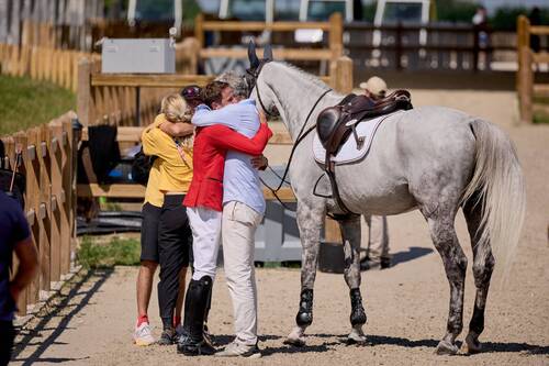 Christian KUKAK (GER) with  CHECKER 47at the Paris Olympics - Jumping Individual final. Copyright of FEI / Liz Gregg.