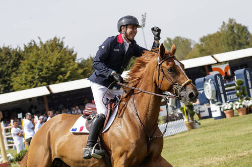 Julien Epaillard (FRA) riding Dubai du Cedre third. Copyright ©FEI/Leanjo de Koster