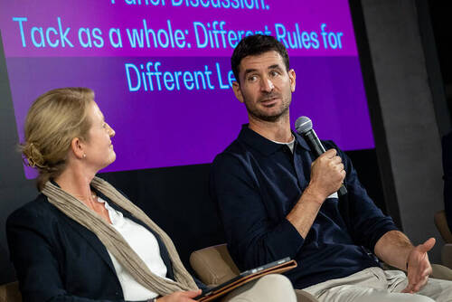 IJRC Board Member and London 2012 Olympic Champion Steve Guerdat (SUI) speaks during the FEI Jumping Tack Forum on 14 October 2025. © FEI/Félix Imhof