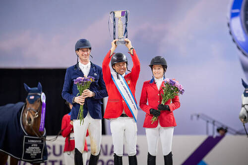 Daniel Deusser (GER) Kent Farrington (USA) and Katie Dinan (USA), Copyright © FEI/Shannon Brinkman
