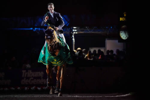 Ben Maher of Great Britain riding Explosion W during the CHI de Geneva - Rolex Grand Slam of Show Jumping on December 10, 2021 in Geneva, Switzerland. (Photo by Pierre Costabadie/Icon Sport)