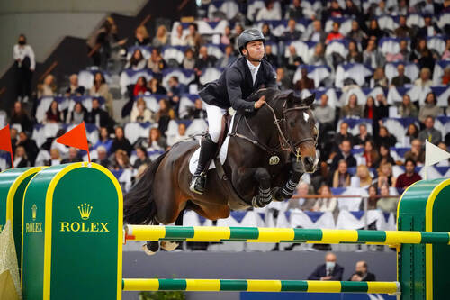 Kent Farrington of United State of America riding Austria 2 during the CHI de Geneva - Rolex Grand Slam of Show Jumping on December 10, 2021 in Geneva, Switzerland. (Photo by Pierre Costabadie/Icon Sport)