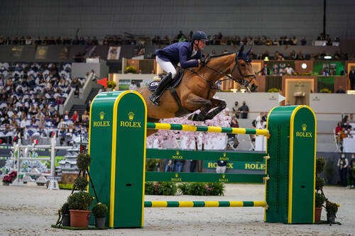 Daniel Deusser of Germany riding Killer Queen VDM during the CHI de Geneva - Rolex Grand Slam of Show Jumping on December 10, 2021 in Geneva, Switzerland. (Photo by Pierre Costabadie/Icon Sport)