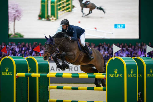Martin Fuchs of Switzerland riding Chaplin during the CHI de Geneva - Rolex Grand Slam of Show Jumping on December 10, 2021 in Geneva, Switzerland. (Photo by Pierre Costabadie/Icon Sport)
