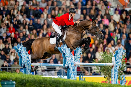 Richard Vogel (GER) rides United Touch S during the FEI Jumping World Championship Aachen 2026, Photo Credit: FEI/Benjamin Clark