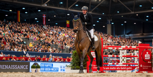  Daniel Coyle (IRL) riding Legacy - winners of the Longines FEI Jumping World Cup™ 2023/24 - Leipzig (GER)  Copyright ©FEI/Leanjo de Koster