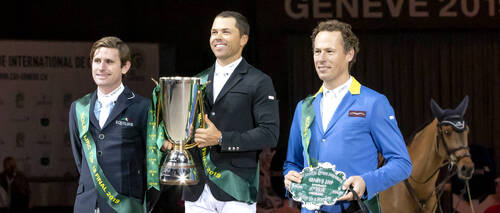 The podium of the Rolex IJRC Top 10 Final 2019: Kent Farrington, Darragh Kenny, Christian Ahlmann 