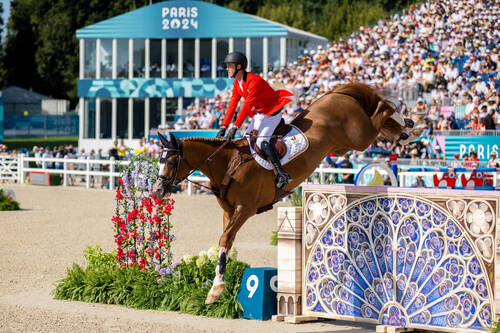 Paris 2024 Olympic Games, Gilles Thomas (BEL) with Ermitage Kalone.  Photo Credit: FEI/Benjamin Clark
