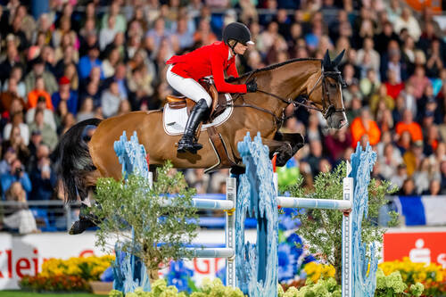 Sophie Hinners (GER) rides Iron Dames Singclair. Photo Credit: FEI/Benjamin Clark