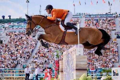 Maikel van der VLEUTEN (NED) BEAUVILLE Zat the Paris Olympics - Jumping Individual final. Copyright of FEI / Liz Gregg