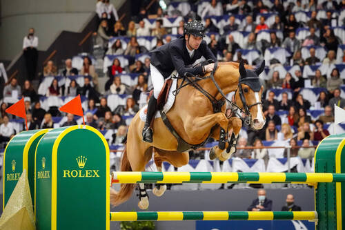Steve Guerdat of Switzerland riding Victorio Des Frotards during the CHI de Geneva - Rolex Grand Slam of Show Jumping on December 10, 2021 in Geneva, Switzerland. (Photo by Pierre Costabadie/Icon Sport)