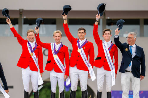 LONGINES FEI Jumping European Championship A Coruña 2025™Team Belgium - Gold Medalists of the Longines FEI Jumping European Championship - Team Competition at the Longines FEI Jumping European Championship A Coruña 2025Photo Credit: FEI/Benjamin Clark