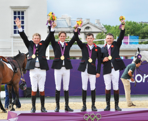 London 2012 podium: Ben Maher, Scott Brash, Peter Charles and Nick Skelton