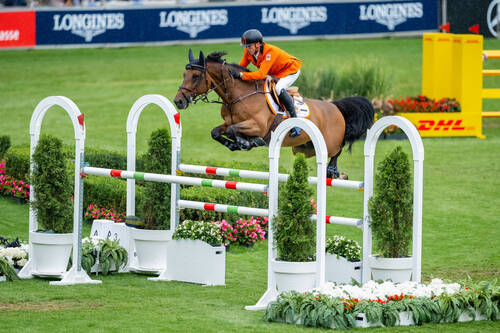 Harrie Smolders (NED) rides Mr. Tac: Team and Individual Qualifier at the FEI World Championships Aachen; Credit: FEI/Benjamin Clark