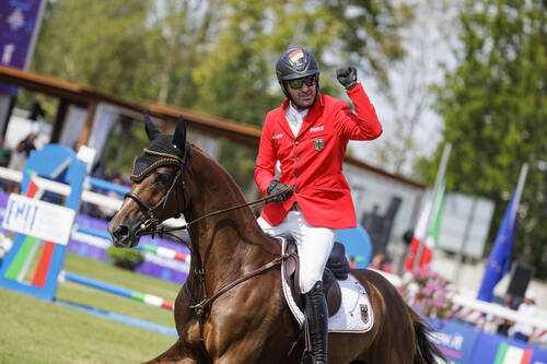 Philipp Weishaupt (GER) riding Zineday second in the FEI Jumping European Championship Milano 2023 Copyright ©FEI/Leanjo de Koster