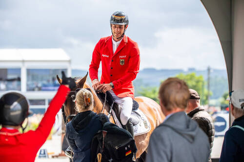 Richard Vogel (GER) & United Touch S - Gold medal winners during Individual Final at the FEI Jumping European Championship, 15th to 20th of July 2025, A Coruña, Spain. PC: FEI/Lukasz Kowalski