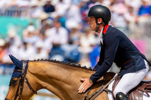 Scott Brash (GBR) riding Jefferson during the Show Jumping Team - Qualifier at the Chateau de Versailles for the Paris 2024 Olympic Games.     Photo Credit: FEI/Benjamin Clark