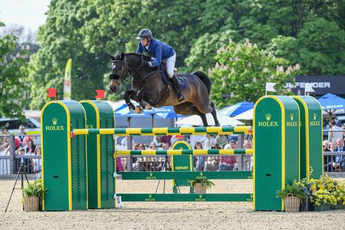 Martin Fuchs riding Conner Jei in CSI5* Rolex Grand Prix during the Royal Windsor Horse Show, held in the private grounds of Windsor Castle in Windsor in Berkshire in the UK between 10 - 14th May 2023